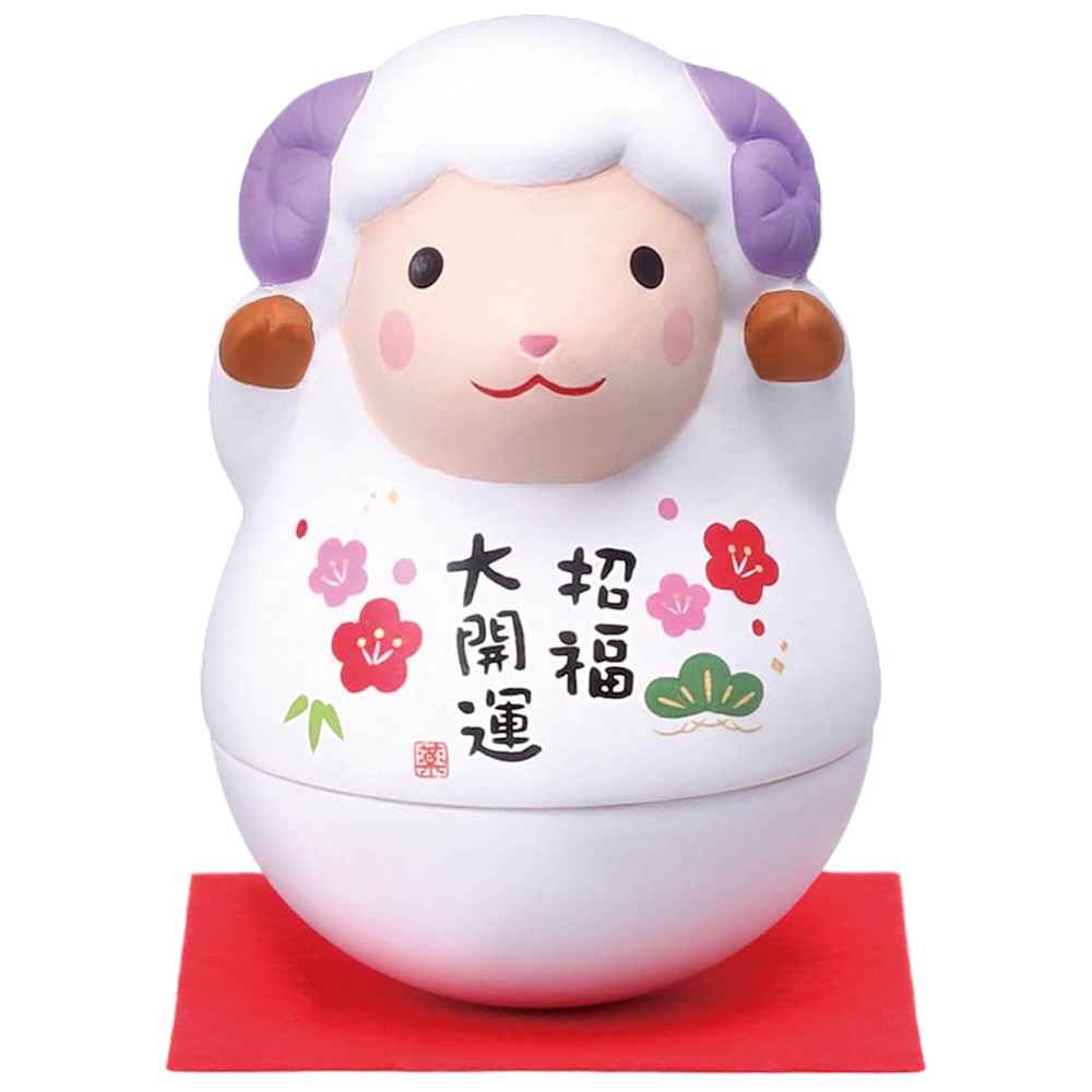 【予約受付中】＜11月上旬頃 入荷予定＞ 干支 未 羊 ひつじ 2027年 置物/ 錦彩招福おきあがり未 /粗品 販促 景品 縁起 町内会 敬老会 神社 寺社 年末 年始 家庭用 業務用