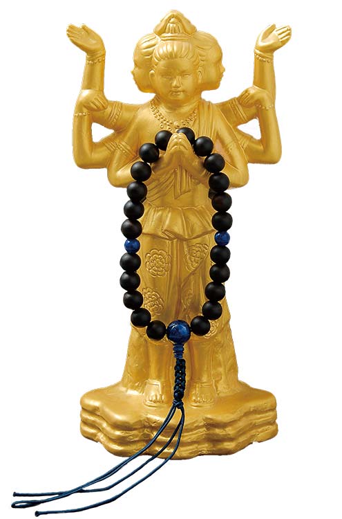 陶器の仏像 阿修羅像数珠掛け（金）特大