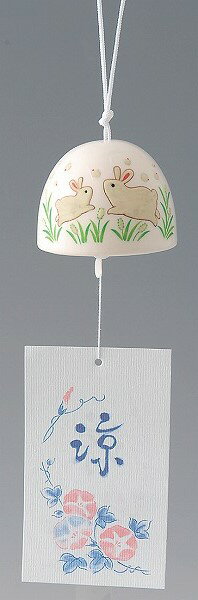 暗闇で光る！風鈴 陶器/ 暗闇で光る！風鈴 親子うさぎ /夏のインテリア 涼風 クー...