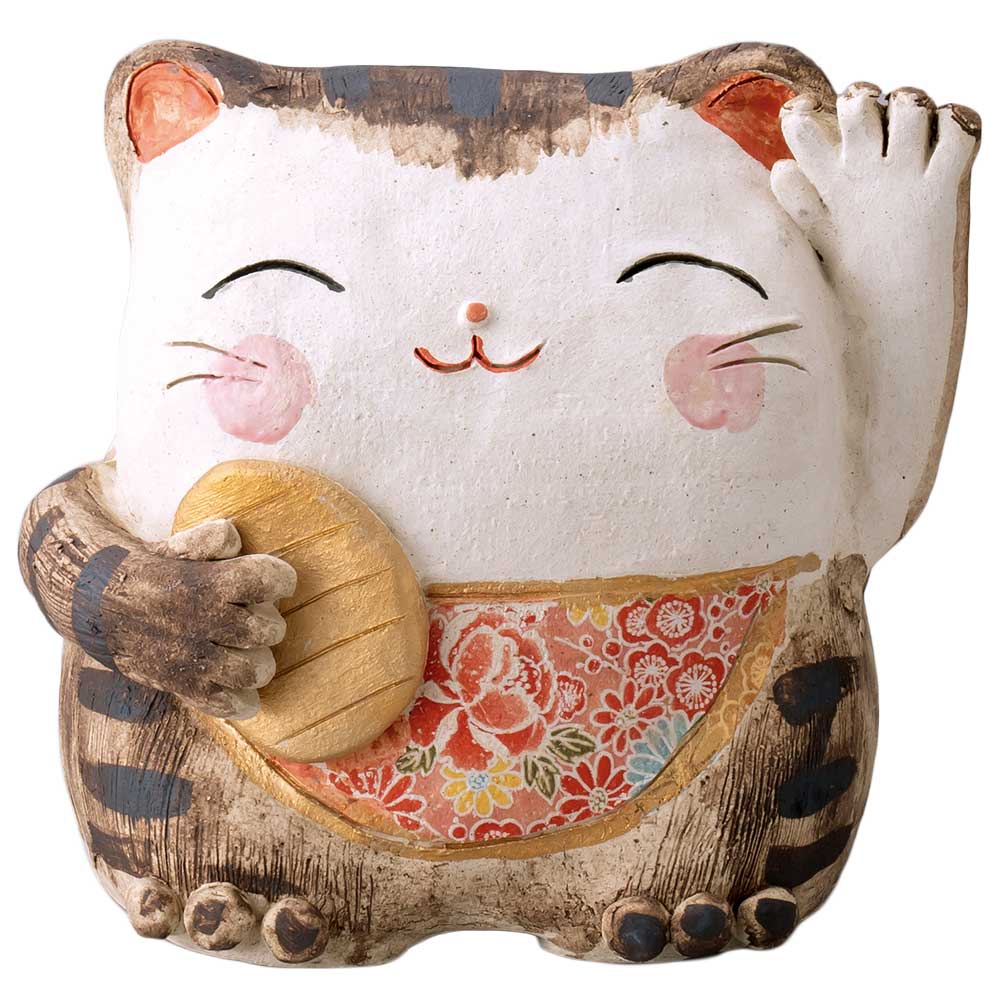 開運 招福 縁起物 おもてなし 商売繁盛 家庭円満 人形師の手造り招き猫/ 染付招き猫 小判 大 /贈り物 プレゼント 開店祝い 母の日 誕生日 新築祝い