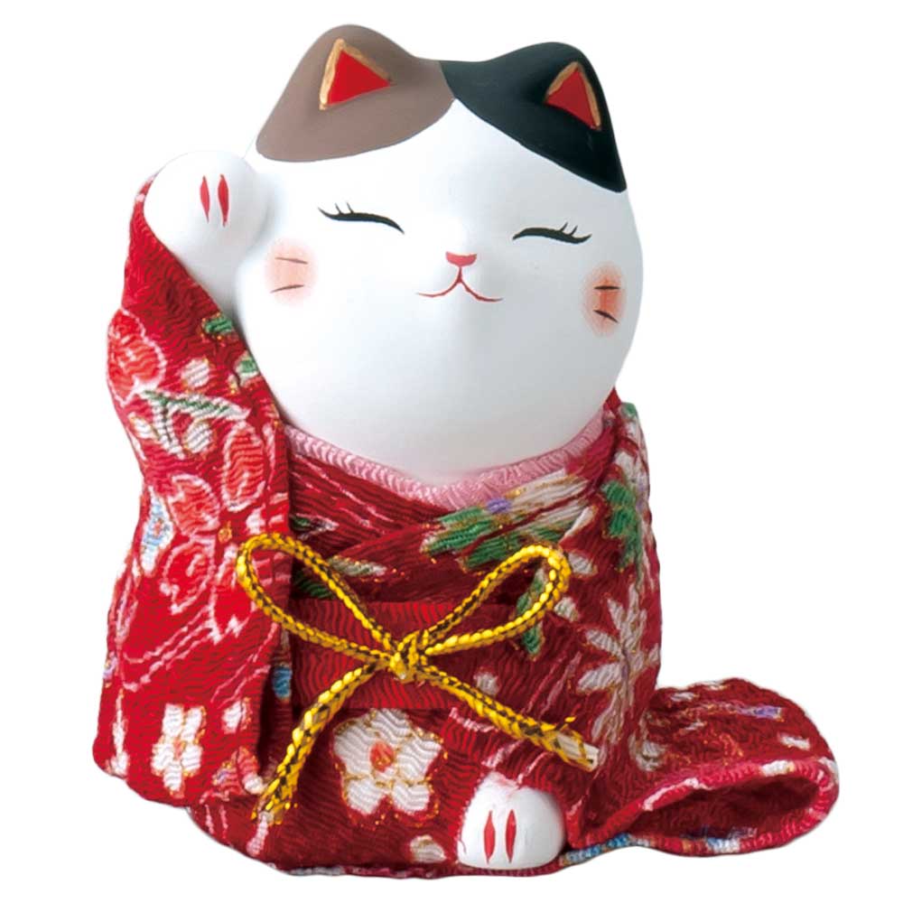 開運 招福 縁起物 おもてなし 商売繁盛 家庭円満/ 着物招き猫 小 右手 /贈り物 プレゼント 開店祝い 母の日 誕生日 新築祝い