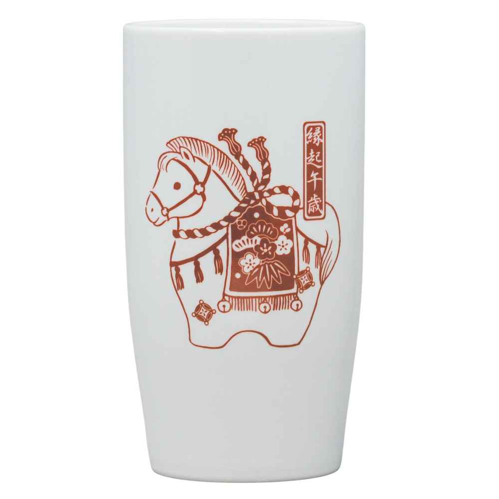 干支 午 置物 馬 うま 2026年/ タンブラー 縁起（赤） /粗品 販促 景品 縁起 町内会 敬老会 神社 寺社 ..