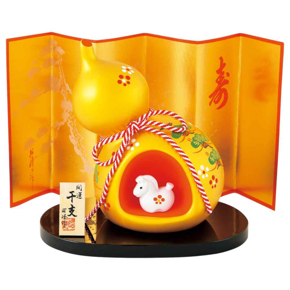 干支 午 置物 馬 うま 2026年/ 開運金彩瓢箪福午（大） /粗品 販促 景品 縁起 町内会 敬老会 神社 寺社 年末 年始 家庭用 業務用