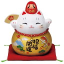 招き猫 置物 彩耀必勝だるま招き猫(金福扇・小)(3)