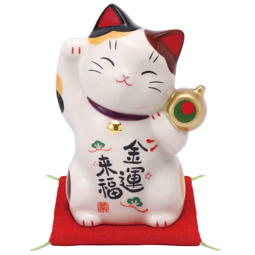 樂天商城 - 彩絵金運来福招き猫（大）