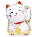 招き猫 ガラス 置物 縁起物/ クリスタル招き猫(左手上げ) 3ヶ入 /ねこグッズ 可愛い インテリア 贈り物 プレゼント