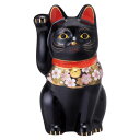 招き猫 置物 まねきねこ/ 桜づくし招き猫(黒・中) /開店祝い 開運招福 縁起物 lucy cat プレゼント 贈り物