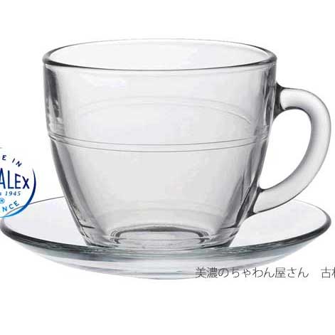 熱湯 電子レンジ 食洗機OK ガラス 碗皿 強化/ デュラレックス DURALEX ジゴン コーヒー＆ティーカップ＆ソーサー 220cc /カフェ 業務用 家庭用 コーヒー 透過