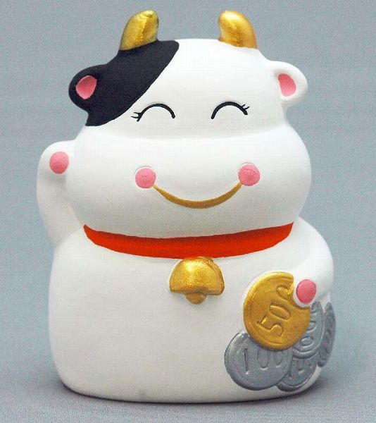 開運招福の干支 丑お金招き牛貯金箱