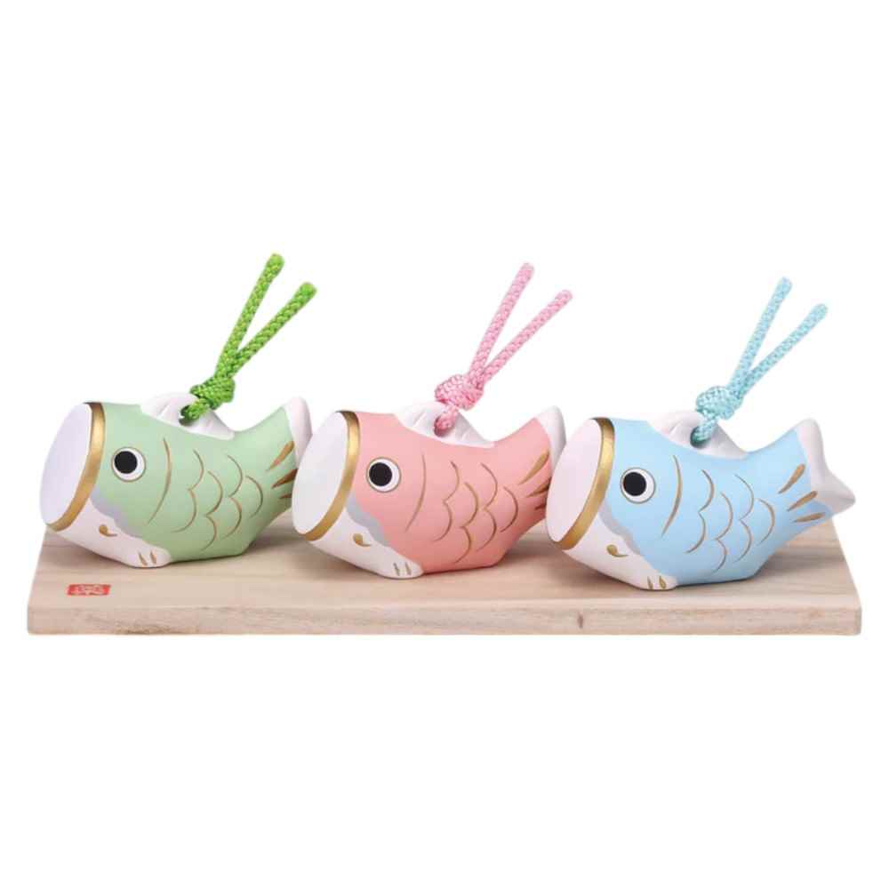 五月人形 コンパクト 鯉のぼり 陶器 小さい/ 錦彩鯉のぼりセット(土鈴・三色) /こどもの日 端午の節句 初夏 お祝い 贈り物 プレゼント