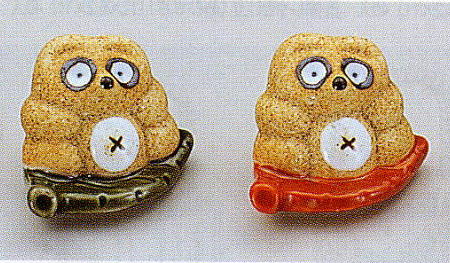 【箸置き】緑のたぬきと赤のたぬき