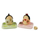 雛人形 コンパクト 陶器 小さい 可愛い ひな人形/ 弥生窯作 華紋丸雛(大) /ミニチュア 初節句 お雛様 おひな様 雛飾り