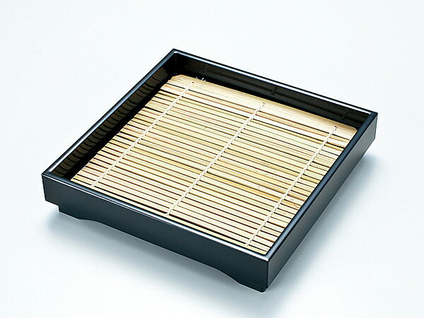 蕎麦皿 ざる蕎麦 漆器/ 越前漆器 宝祥そば皿 黒（竹ス付き） /和食器