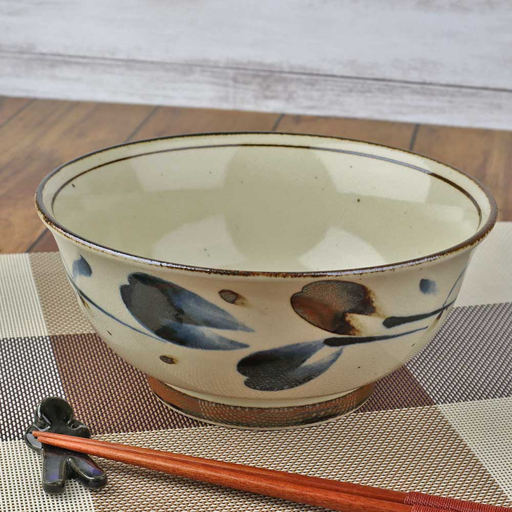 民芸 素朴 ぬくもり/ 民彩風花 粗白麺鉢 /どんぶり うどん鉢 カツ丼 海鮮丼