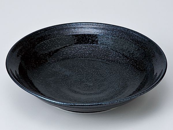 和食器 大皿 麺皿/ 黒結晶7.0深皿 /メインディッシュ 和風パスタ 冷やしうどん 冷やし中華 冷やしそば 業務用 家庭用 家族分購入推奨 Noodle Plate