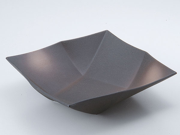 和食器 盛り込み鉢/ 備前風折目角鉢