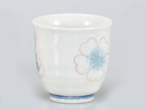 湯呑 長湯飲み/ 淡雪桜湯呑（ブル－） /日本茶 業務用 お酒もOK
