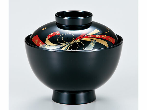 越前漆器/ 3.8 京型椀 黒 のし /和食器