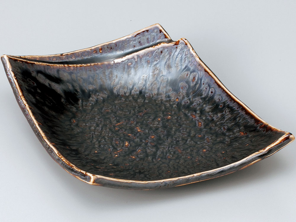 Mino Ware - 和食器 小鉢 小付/ 孔雀釉折紙菱型皿（中） /珍味鉢 陶器 業務用 家庭用 Small sized Bowl