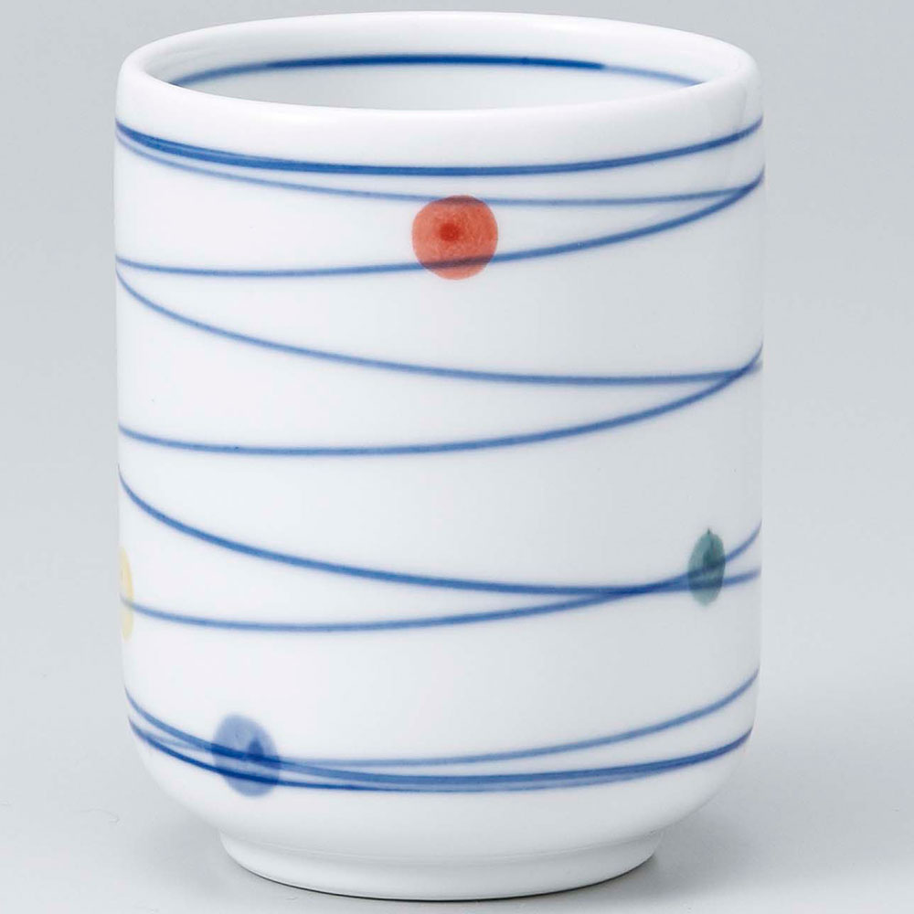 湯呑 長湯飲み/ 四色水玉長湯呑 /日本茶 業務用 家庭用 お酒もOK