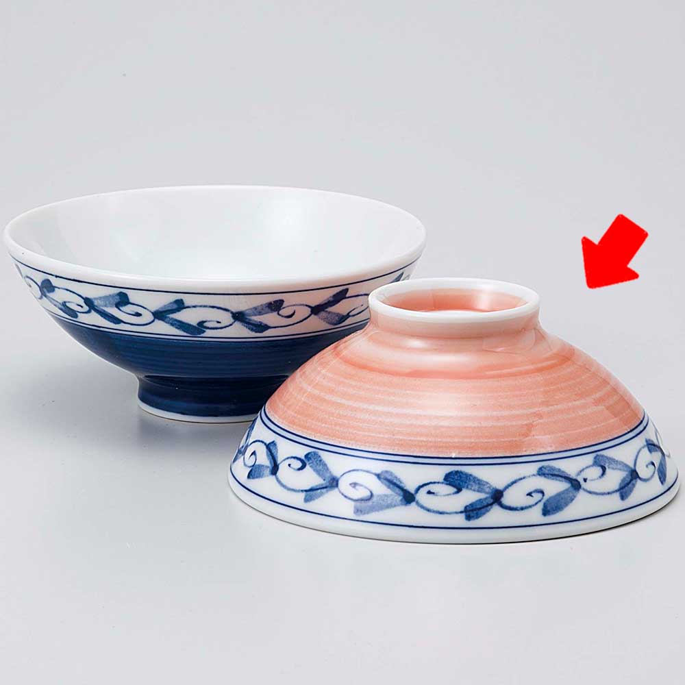 茶碗/ ピンク巻渕唐草茶碗 /業務用 家庭用 Rice bowl