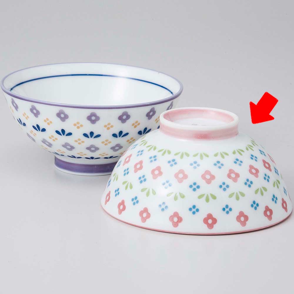 茶碗 子ども用/ かわいい花畑 ピンク茶碗（小） /業務用 家庭用 Rice bowl