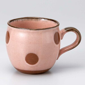 マグカップ 陶器 水玉 桃色/ しずくマグピンク /コーヒー ホットミルク ココア 贈り物 プレゼント