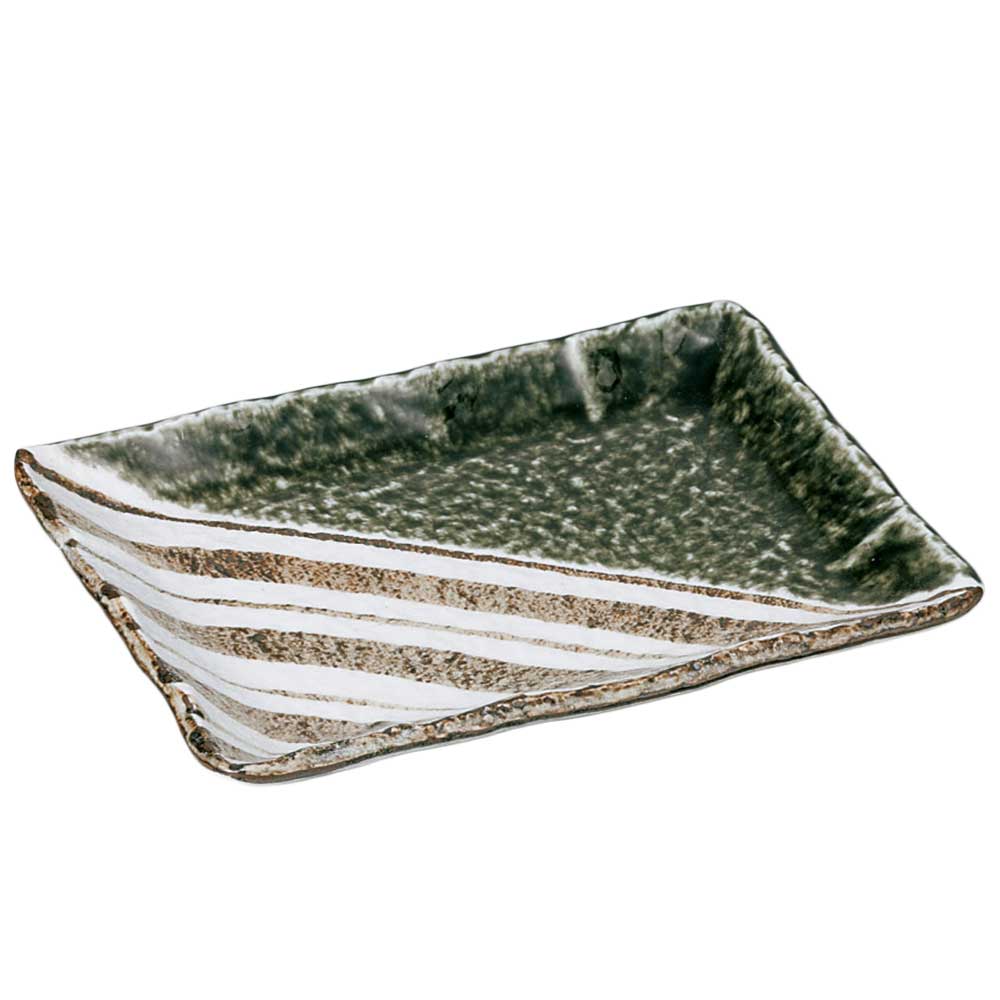 和食器焼物皿/織部ストライプ7.0...