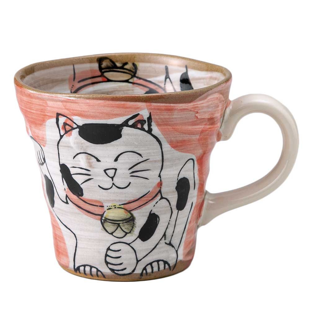 マグカップ おしゃれ 食器/ 粉引ねこ 赤マグ /陶器 おしゃれ ギフト プレゼント 贈り物 カフェ