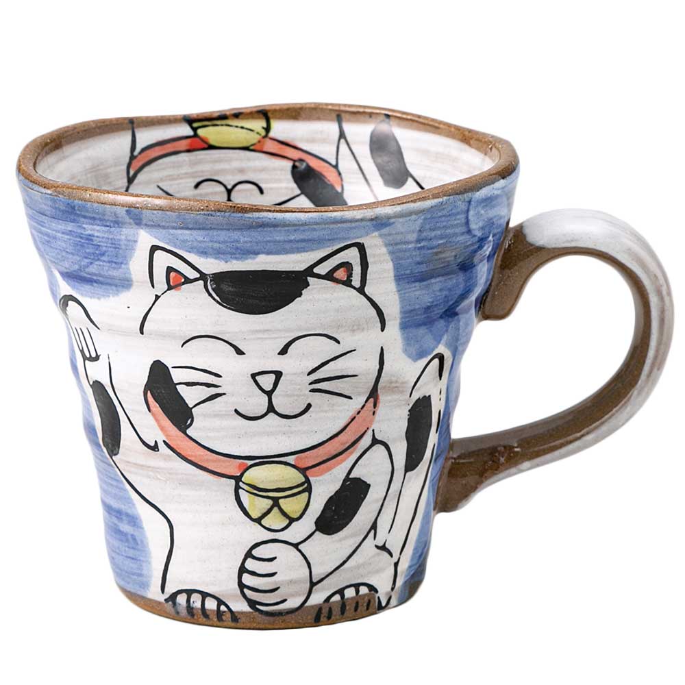 マグカップ おしゃれ 食器/ 粉引ねこ 青マグ /陶器 おしゃれ ギフト プレゼント 贈り物 カフェ