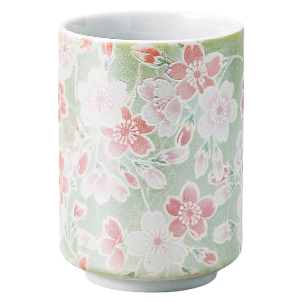 食器 湯呑み ゆのみ おしゃれ/ ラスタ−桜湯呑 ヒワ /陶器 おしゃれ ギフト プレゼント 贈り物 カフェ