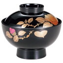 和食器 会津 漆器 汁碗 吸物碗/ 黒 千才吸椀 山茶花 /家庭用 業務用 Lacquerware
