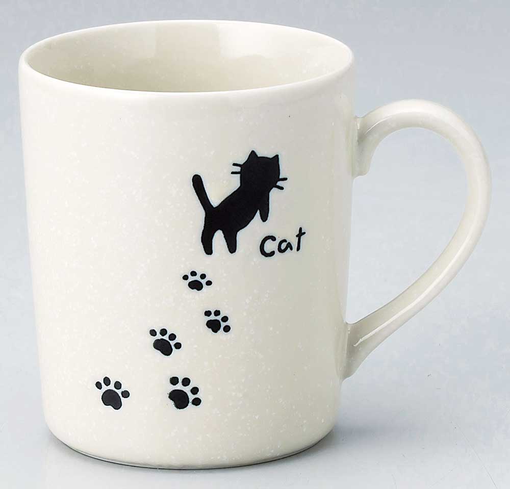 マグカップ おしゃれ/ 軽量目盛り付マグ ねこ足跡 /業務用 家庭用 コーヒー カフェ ギフト プレゼント 贈り物