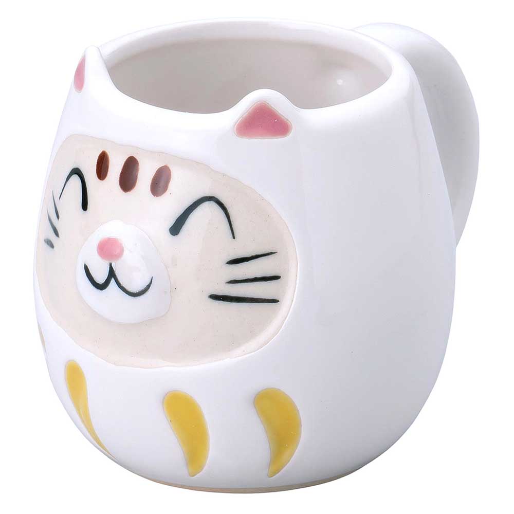マグカップ コーヒーマグ 丸い かわいい 贈り物 使える達磨/ ねこ達磨マグ（白） /商売繁盛 安定した金運を招く力