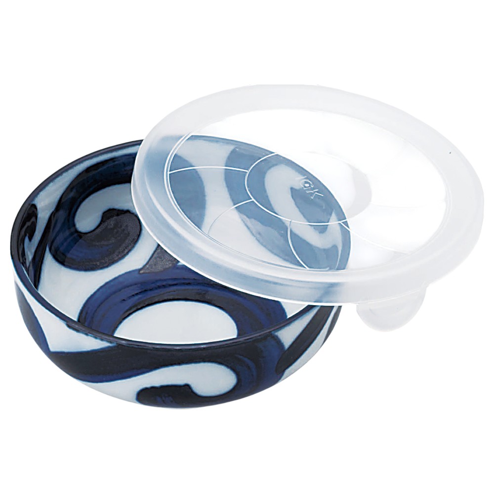 レンジパック 蓋付き フタ付き ボウル/ ノンラップ中鉢 鳴門唐草 /保存鉢 うつわ 漬物 作り置き 常備菜..