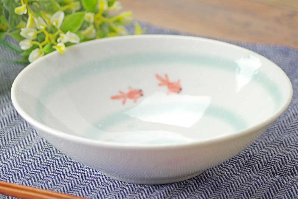 食器 金魚 清涼/ すいすい金魚 5.0浅鉢 /小鉢 可愛い 夏の食卓