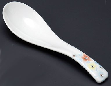 スプーン 陶器 カトラリー 匙/ ガーデンスープスプーン（ブルーフラワー） /業務用 家庭用 カフェ うつ..