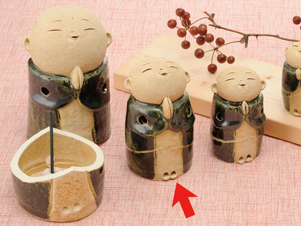 香炉 陶器/ 織部 お地蔵様 香炉 3.5寸（小） /アロマ プレゼント 贈り物 箱入り