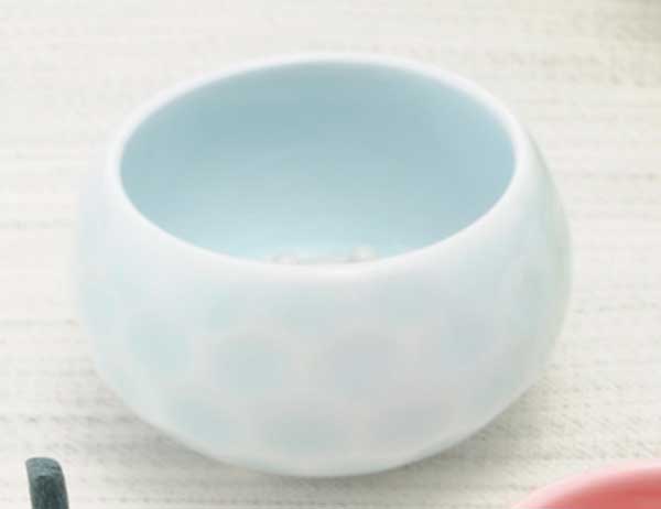 陶器 置物 お香立て/ 玉彫ミニ香立鉢 水色(香玉付) /縁起 開運 プレゼント 贈り物 箱入り