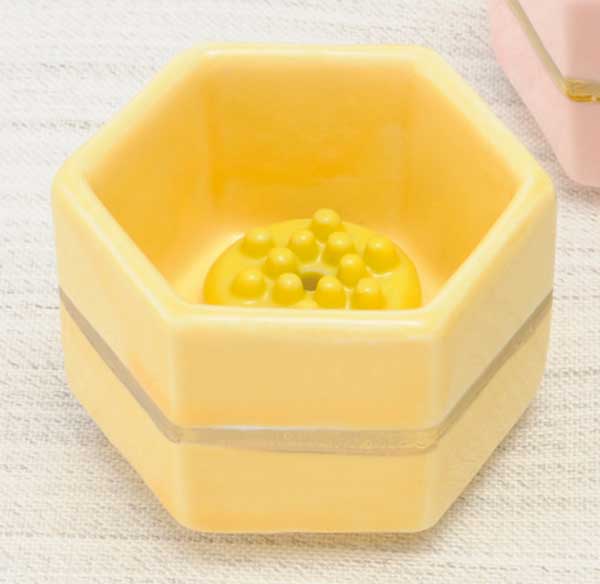 陶器 置物 お香立て/ 金帯六角ミニ香立鉢 黄(香玉付) /縁起 開運 プレゼント 贈り物 箱入り