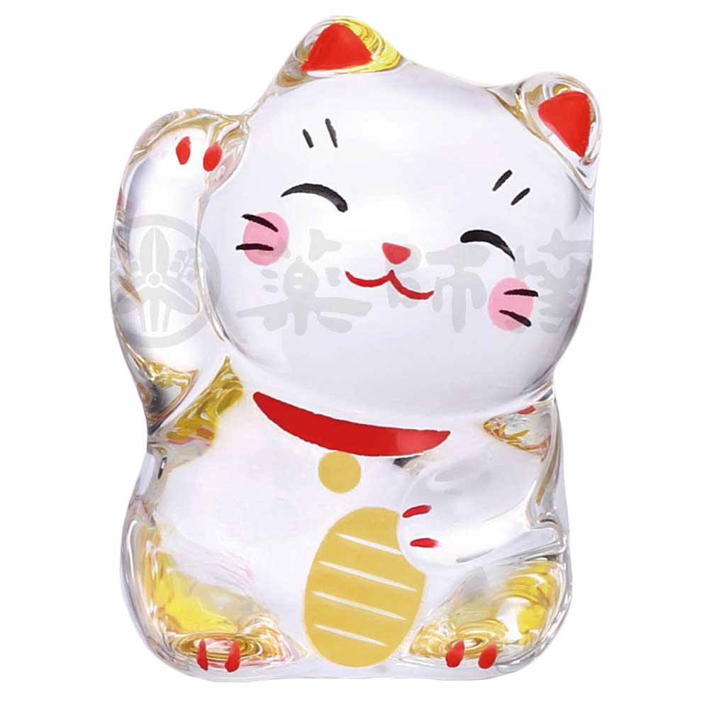 招き猫 ガラス 置物 縁起物/ クリスタル招き猫(右手上げ)　3ヶ入 /ねこグッズ 可愛い インテリア 贈り物 プレゼントのサムネイル