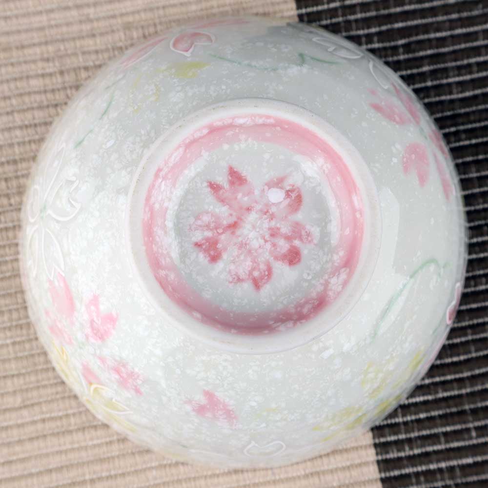茶碗 桜 さくら 春/ 粉引桜吹雪茶碗 中平 /ちゃわん 家庭用 日常使い