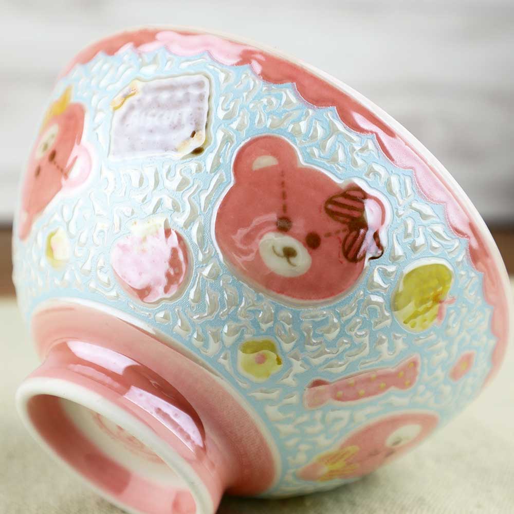 樂天商城 - 茶碗 猫 可愛い クマ/ キラキラパール★撥水ウインククマ茶碗　中平 /毎日 家庭用 使いやすい