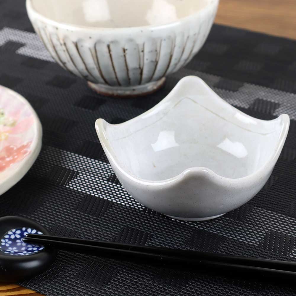 和食器 小付 珍味 小鉢 アウトレット/ ホワイトグレーライン角珍味 /珍味鉢 陶器 業務用 家庭用 数量限定