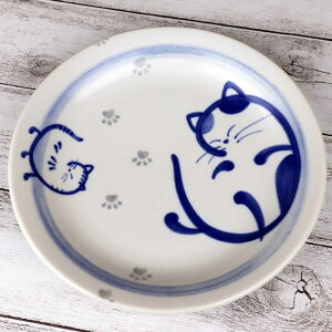 和風 墨絵風 軽い ねこ 猫グッズ 和食器 中皿 取り皿/ まろび猫 軽量6.0皿 /家庭用 贈り物 プレゼント