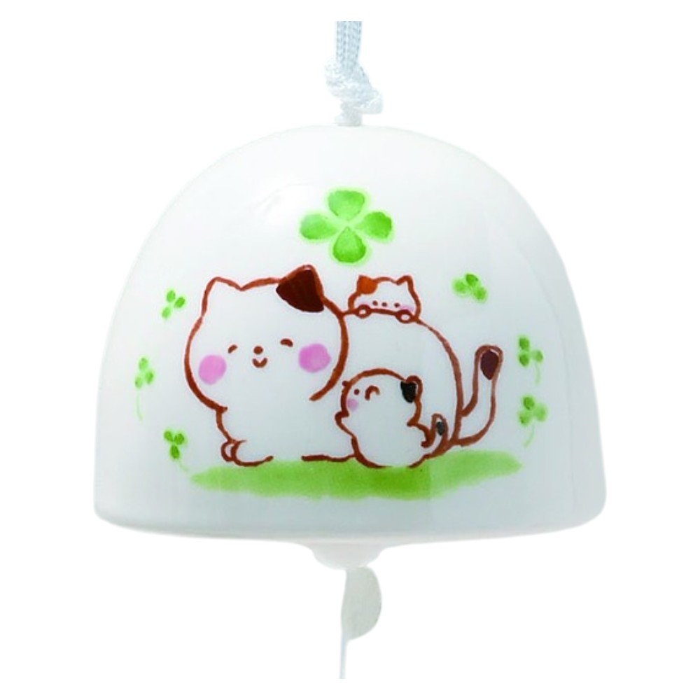 風鈴 陶器/ 丸風鈴ほのぼの猫（ふれあい） /祭り 縁日 クールビズ