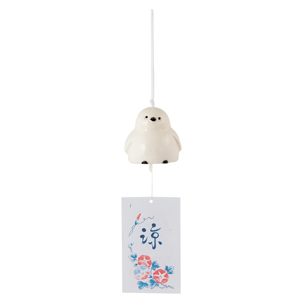 風鈴 陶器/ シマエナガ風鈴 前向き /祭り 縁日 クールビズ
