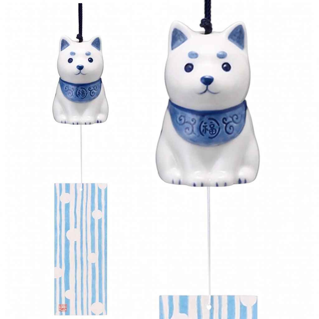 風鈴 陶器/ 染付風鈴(柴犬) /祭り 縁日 クールビズ