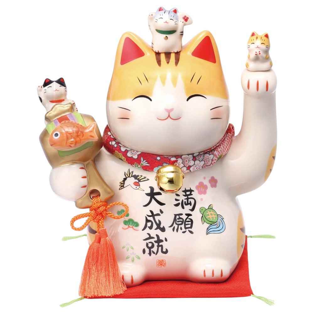 招き猫 置物 ミニ 開運 金運 商売繁盛 縁起物 小さい 和雑貨/ 満願大成就招き猫（6...