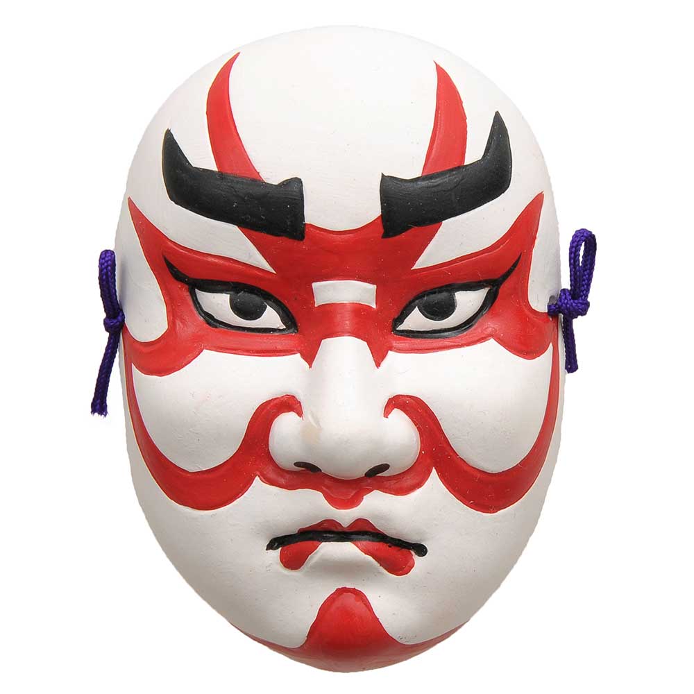 お面 陶器 飾り/ 五号面　隈取 /伝統 日本文化